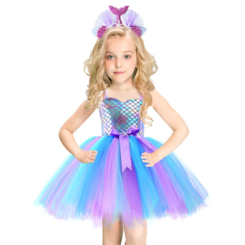 

Girls TUTU Dress Pastel Ariel Mermaid Dress Princess Theme Birthday Party Costume Hallowmas Stage Children Clothing