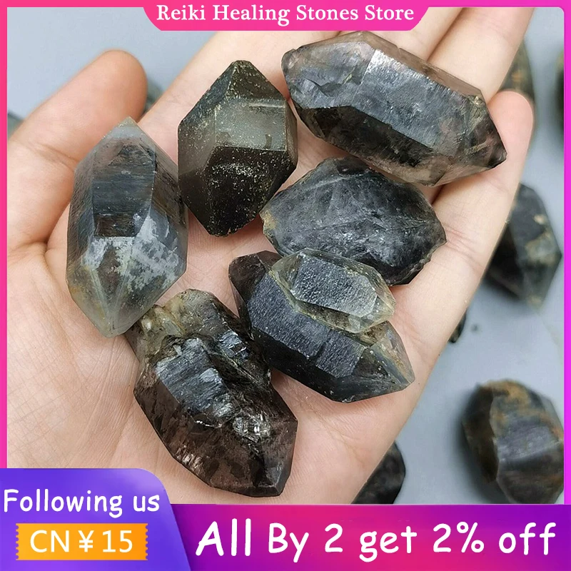 

1PC Black Herkimer Diamond Reiki Healing Point Lucky Power Stone Amulet DIY Collection Precious Gift 1-10g Support Wholesale