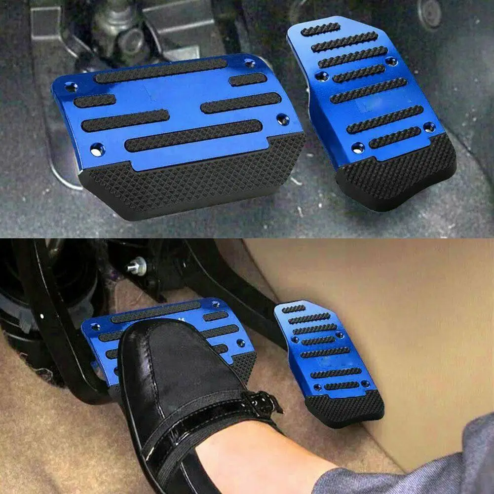 Foot Gas Blue Red Kit Fuel Pedal Pedals Cover Non-slip Silver Universal Brake Set V3e4