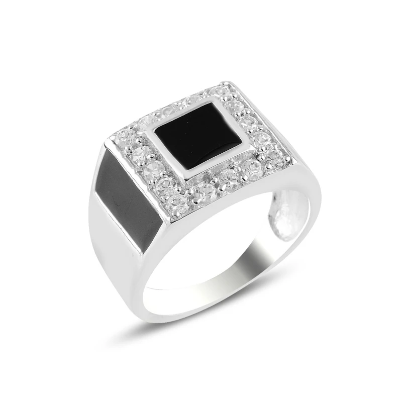 

Silver 925 Sterling Enamel And Zircon Stone Ring
