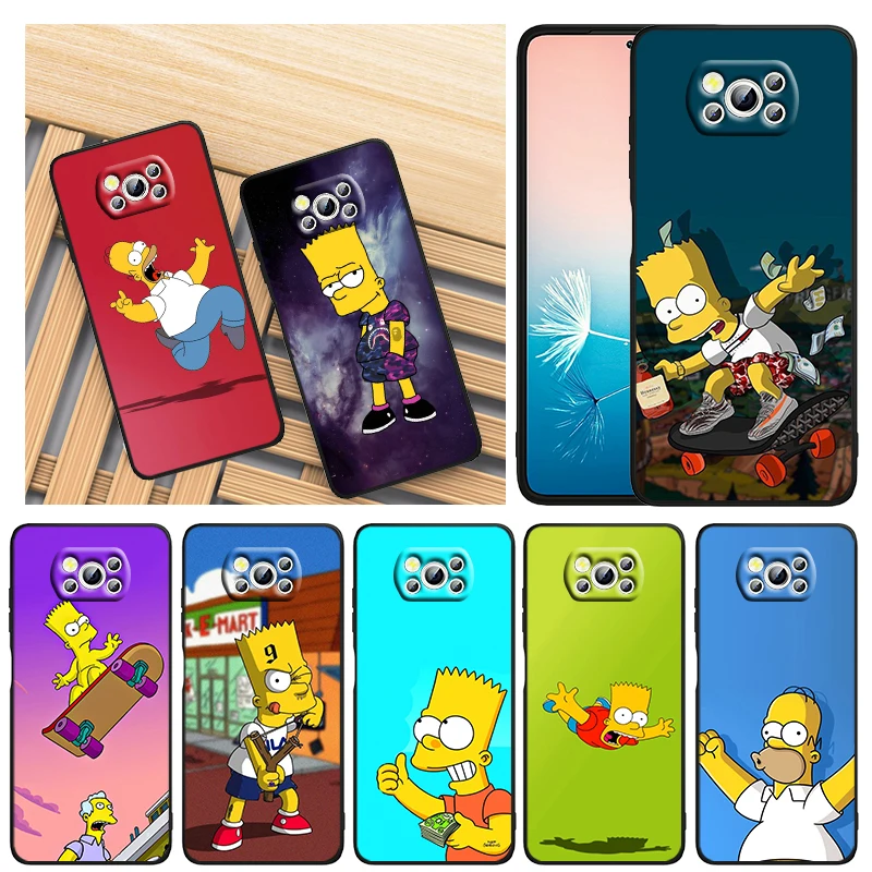 

Cartoon The Simpson For Xiaomi Mi Poco X4 X3 NFC F4 F3 GT M5 M5s M4 M3 Pro C40 C3 5G Black Soft TPU Capa Phone Case