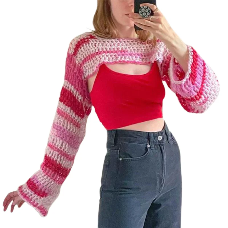 

Женский трикотажный свитер с длинным рукавом и круглым вырезом