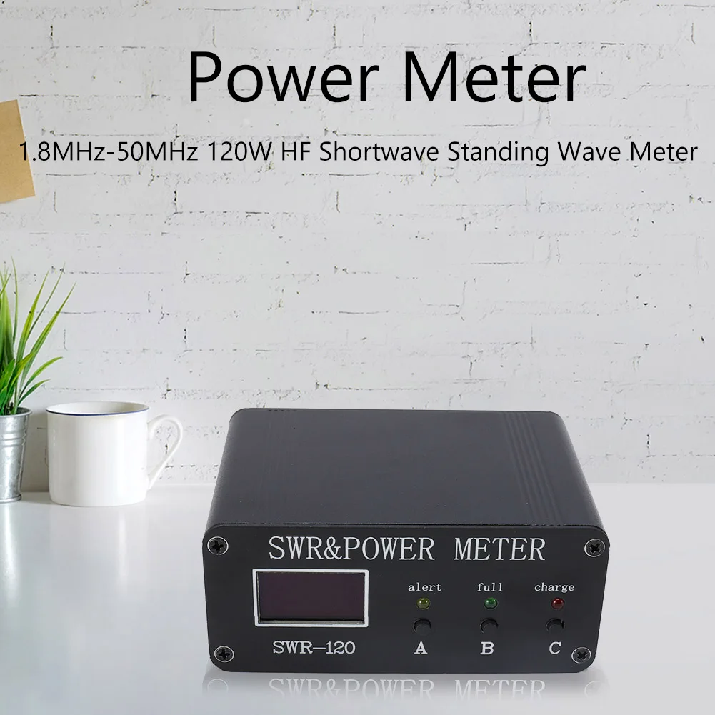 

1.8MHz-50MHz SWR Power Meter FM AM CW SSB 0.5W-120W Standing Wavemeter Aluminum Alloy Type-C Charging with OLED Digital Display