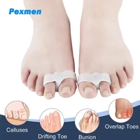 pexmen 2pcs gel toe separators with 2 loops bunion corrector big toe spacer for bunion pain and overlapping toe foot care tool
