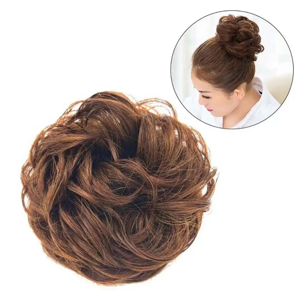 

Women Elastic Hair Bun Ponytail Extension Messy Wavy Chignon Hairpiece Accessory