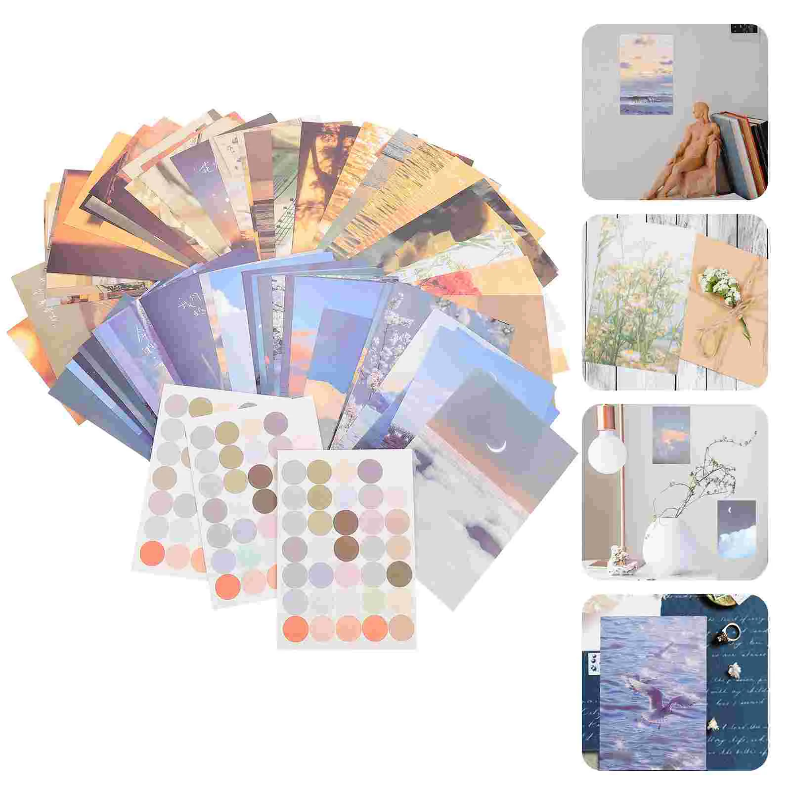 

60Pcs Photography Wall Decor Wall Collage Kit Aesthetic Postcard Pictures for Backdrop Living Room Decoration