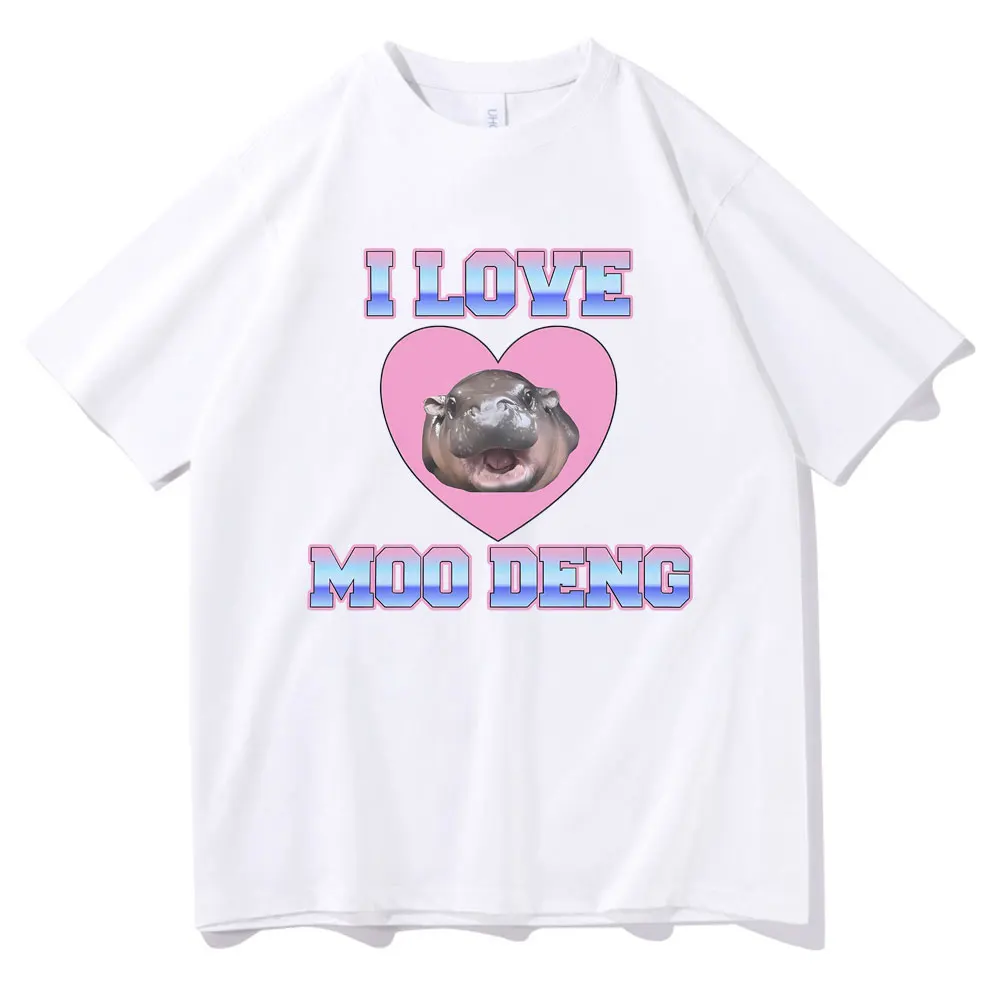 Футболки I Love Moo Deng Забавная детская футболка в стиле хиппота с мемом мужские и