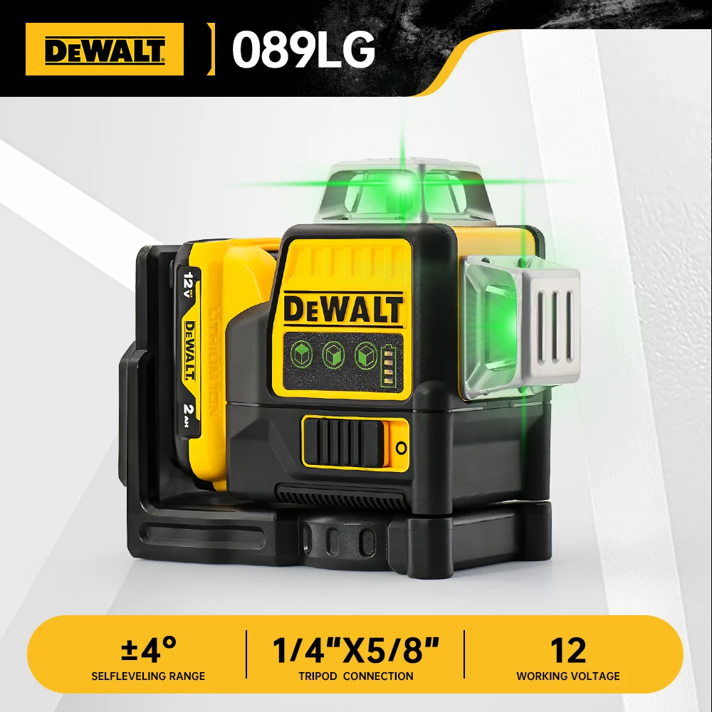 Фото 2024 Dewalt DW089LG 3 стороны * 360 12 линий лазерный уровень горизонтальный зеленый Lighttool метр открытый степень вертикальный аккумулятор 12 В №2