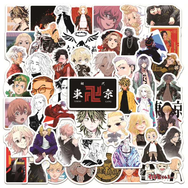 

50pcs Tokyo Avengers Sticker Suitcase Notebook Water Cup Waterproof Hot Blood Decorative Sticker Cute Anime Stickers Laptop Skin