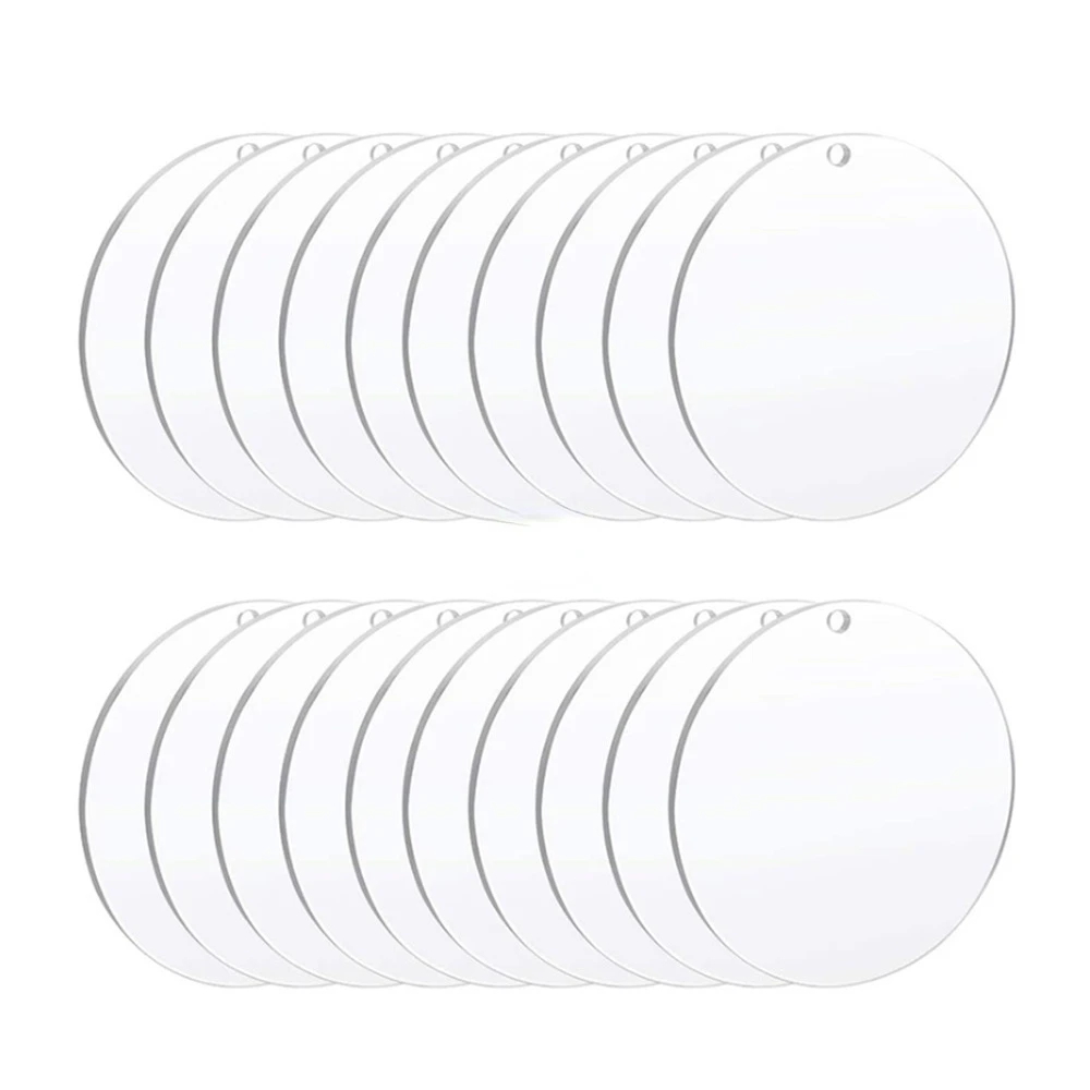 

30PCS Clear Acrylic Sheets Perspex Plate Round Disc Transparent Board for Cake Topper Baking Decor Photo Frame Display