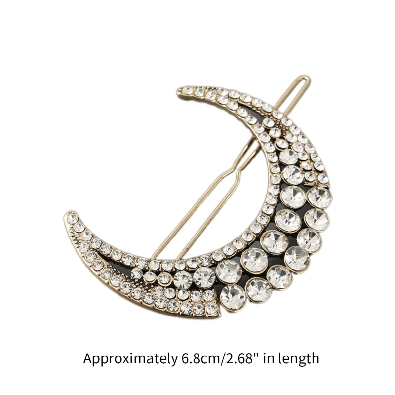 Металлическая заколка для волос в форме луны со стразами на день рождения летние