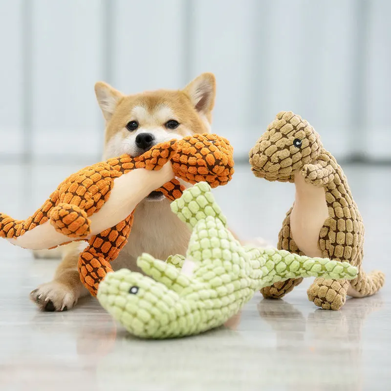 

1pc gatos e cães animais de estimação pelúcia dinossauro brinquedos interativos cão mastigar brinquedos de pelúcia enchimento su