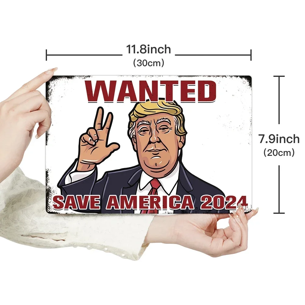 Putuo Decor 1 шт. Трамп Винтажная металлическая жестяная вывеска Wanted Save America 2024