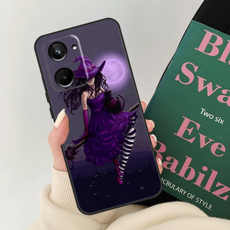 Хэллоуин Луна ведьма ужас для Realme 11 10 9 12 Pro Plus GT Neo 6 5 C21Y C25s C30 C31 C33 C35 C51 C53 C55 C67