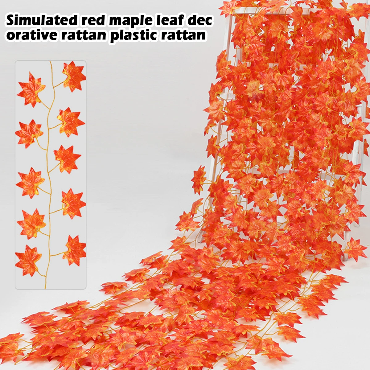 

12Pcs Fall Maple Leaf Garland Reusable Artificial Maple Leaf Rattan Hanging Fall Maple Leaf Wreath Decor Autumn No Fade Hanging