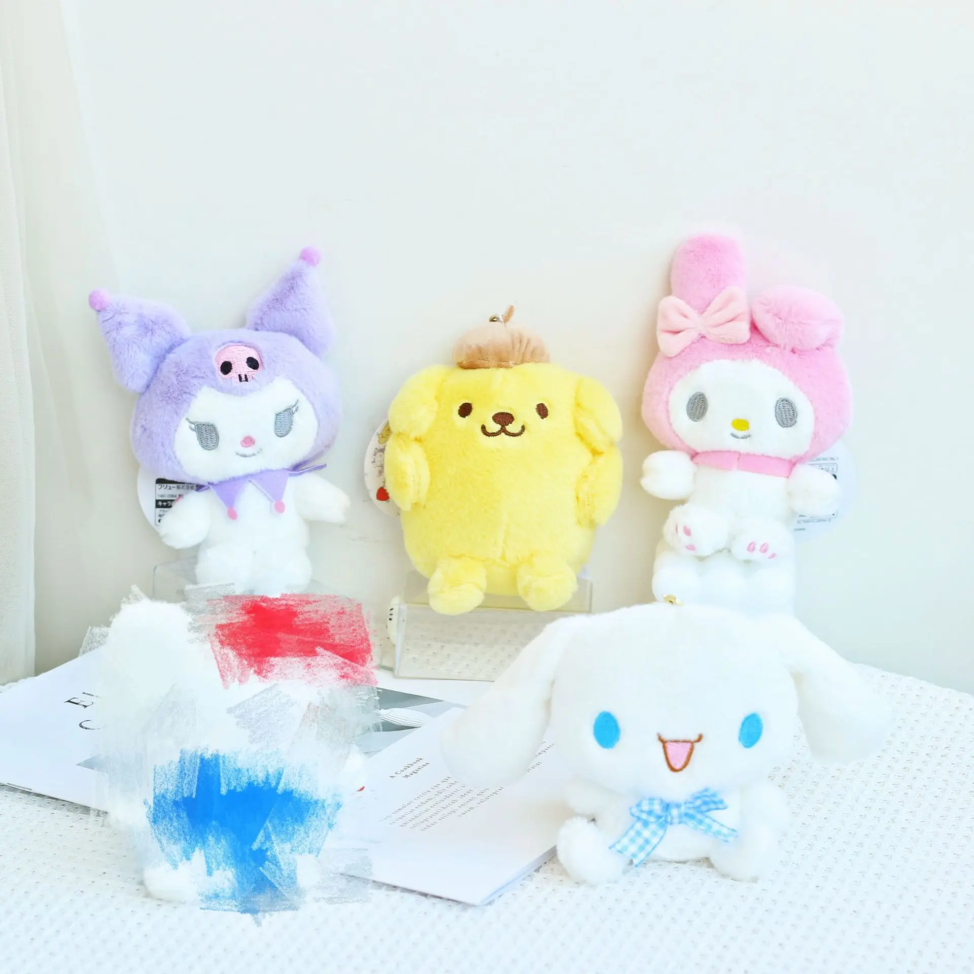 

Sanrio Kuromi My Melody Pompom Purin Cinnamoroll Cute Exquisite Cartoon Anime Plush Doll Schoolbag Hanging Decoration Pendant
