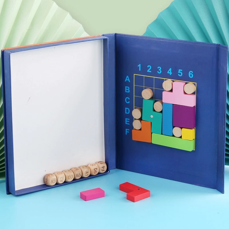 

Children Wooden Magnetic Block Puzzle Logical Thinking Square Matching Game Jigsaw Book Educational Toys For Kids Gift