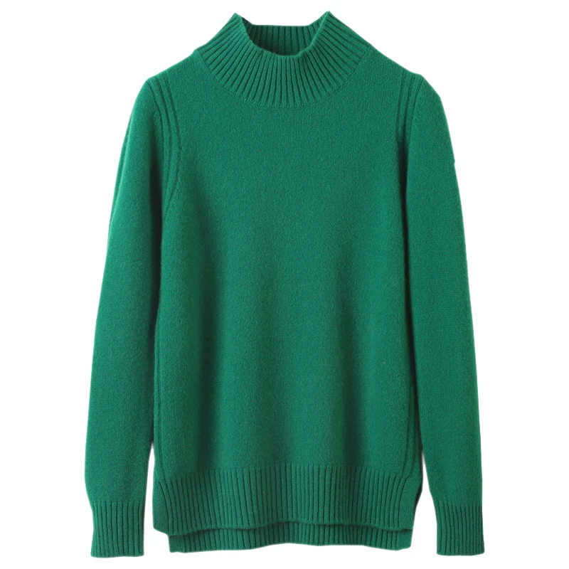 

Autumn Winter 2022 New Pullover Thicken Loose Size Women 100% Pure Wool Sweater Coat Solid Color Knitted Jumper Tops Girl Clothe