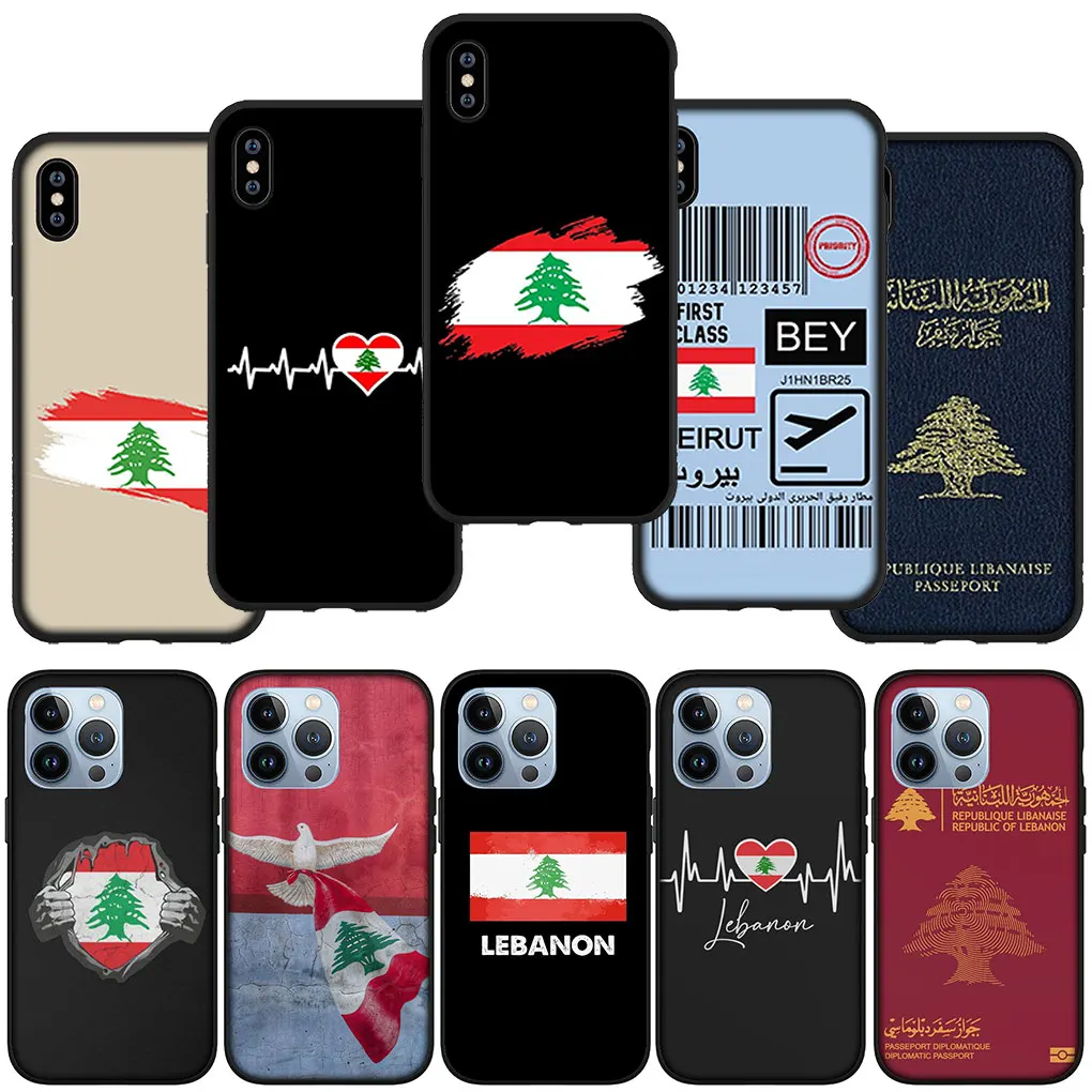 Red Lebanon Flag Soft Cover Case for Apple iPhone 15 14 13 12 Mini 11 Pro X XR XS Max 7 8 Plus + 15+ Phone Casing