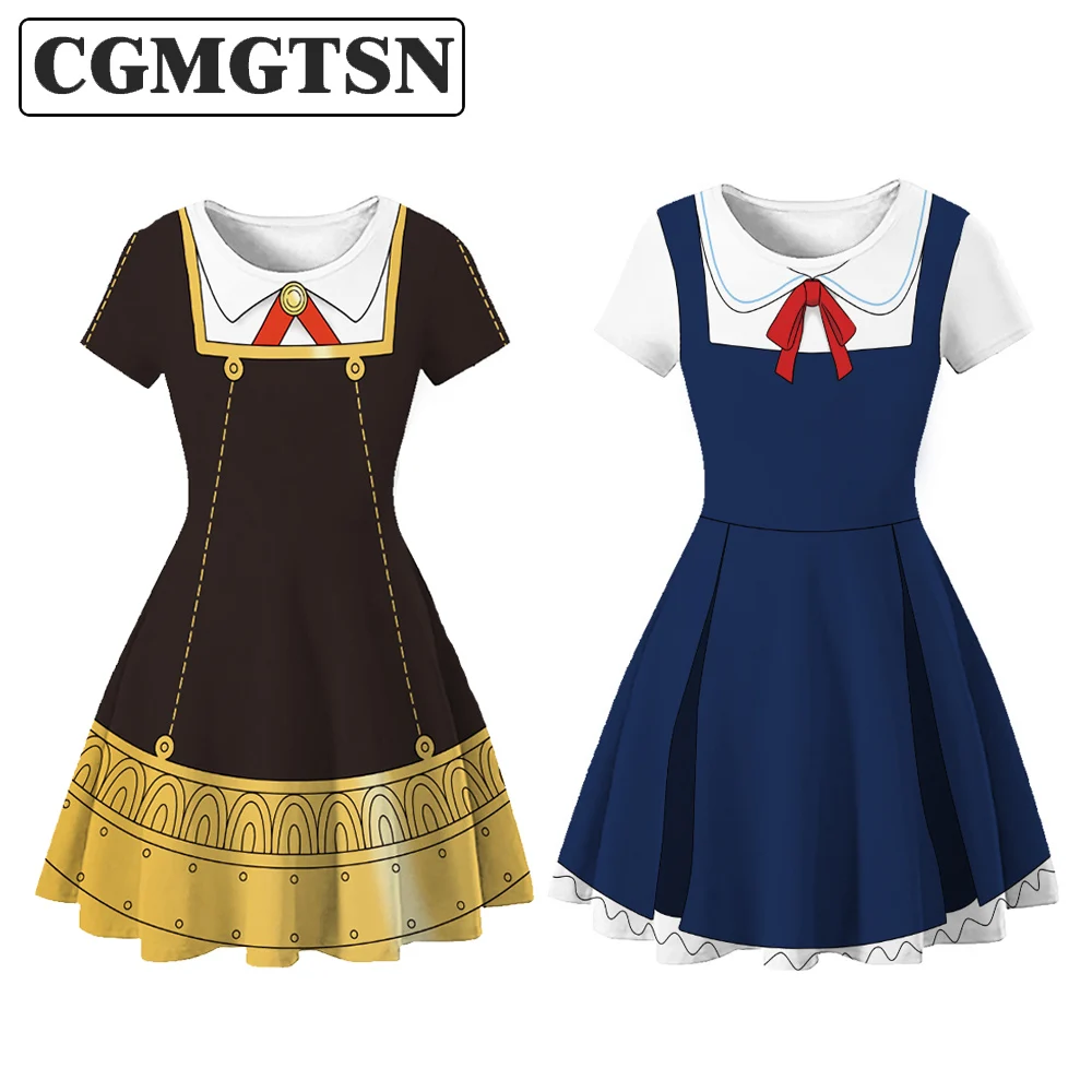 

CGMGTSN Anime Spy X Family Anya Forger Cosplay Costumes Dresses Christmas Gift For Kids Short Sleeves Cosplay Outfits Girl Dress