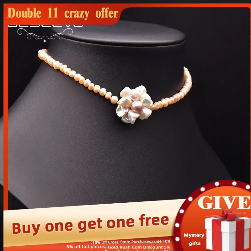 

Женское Ожерелье GLSEEVO из натуральной кожи, золотая цепочка на воротник, цветочный чокер, модные ювелирные изделия, оптовая продажа GN0277