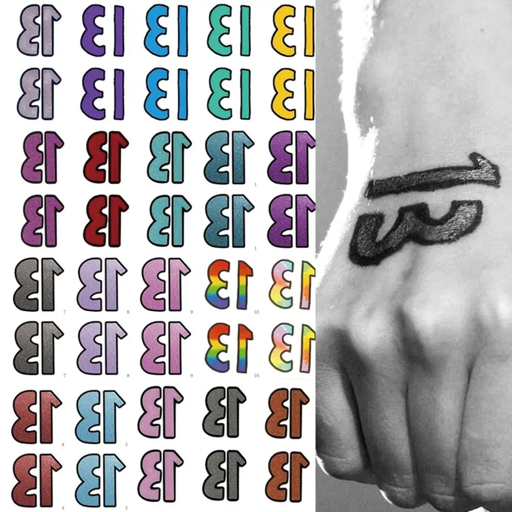 

Disposable Temporary Tattoos Sticker Colorful Numbers Long Lasting Number Letters Stickers Waterproof Graffiti Hand Sticker