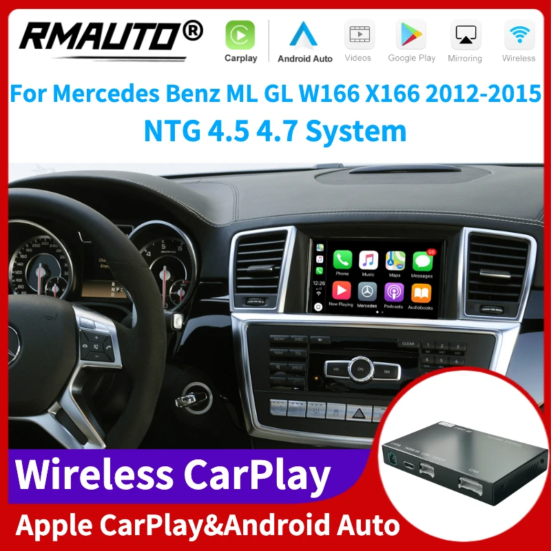 

RMAUTO Wireless Apple CarPlay NTG 4.5 4.7 for Mercedes Benz ML GL W166 X166 2012-2015 Android Auto Mirror Link AirPlay Car Play