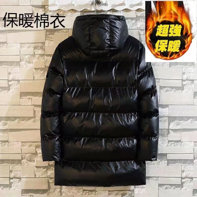 men clothing silver shiny cotton coat Man jacket winter thick coat plus fat large size medium and long hooded jackets