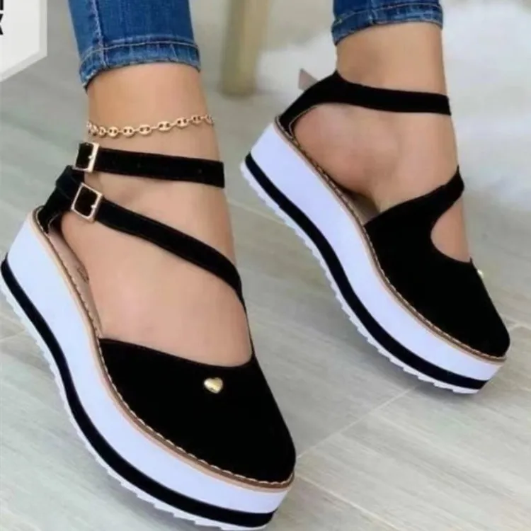 

Summer Women Height Increase Sandals 2022 New Fashion Baotou Love Flat Platform Shoes Women Plus Size 43 Casual Women's Shoes