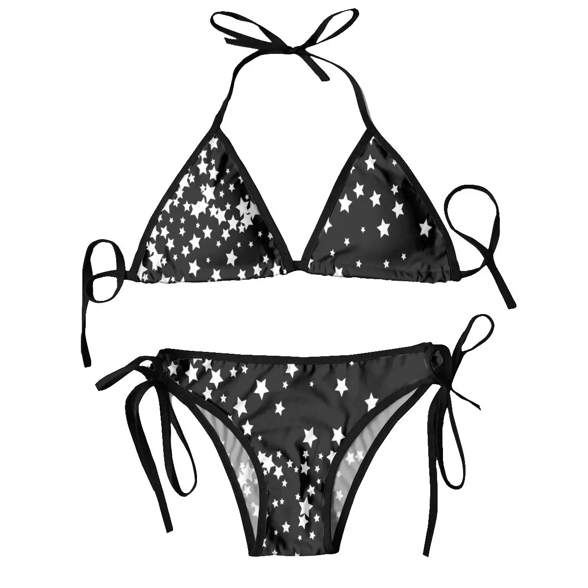 

Bikini Set Swimwear Women Sexy Push Up Swimming Bathing Suit Falling Stars Confetti On Dark Sky Beachwear Summer Brazilian