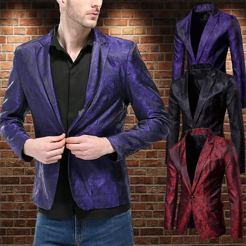 One button embroidery flower blazer men suits designs jacket mens stage costumes for singers clothes dance star style dress B444