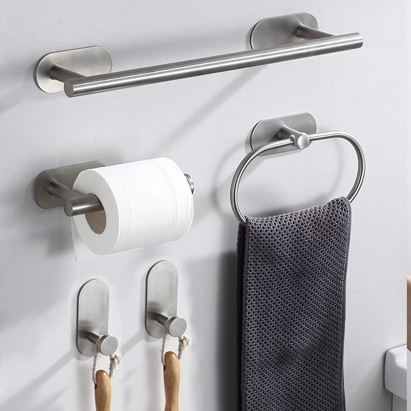 

Adhesive Toilet Paper Holder Wall Mount For Bathroom Kitchen Silver Gold Black Towel Storage Stand Stainless Steel Tissue Rack