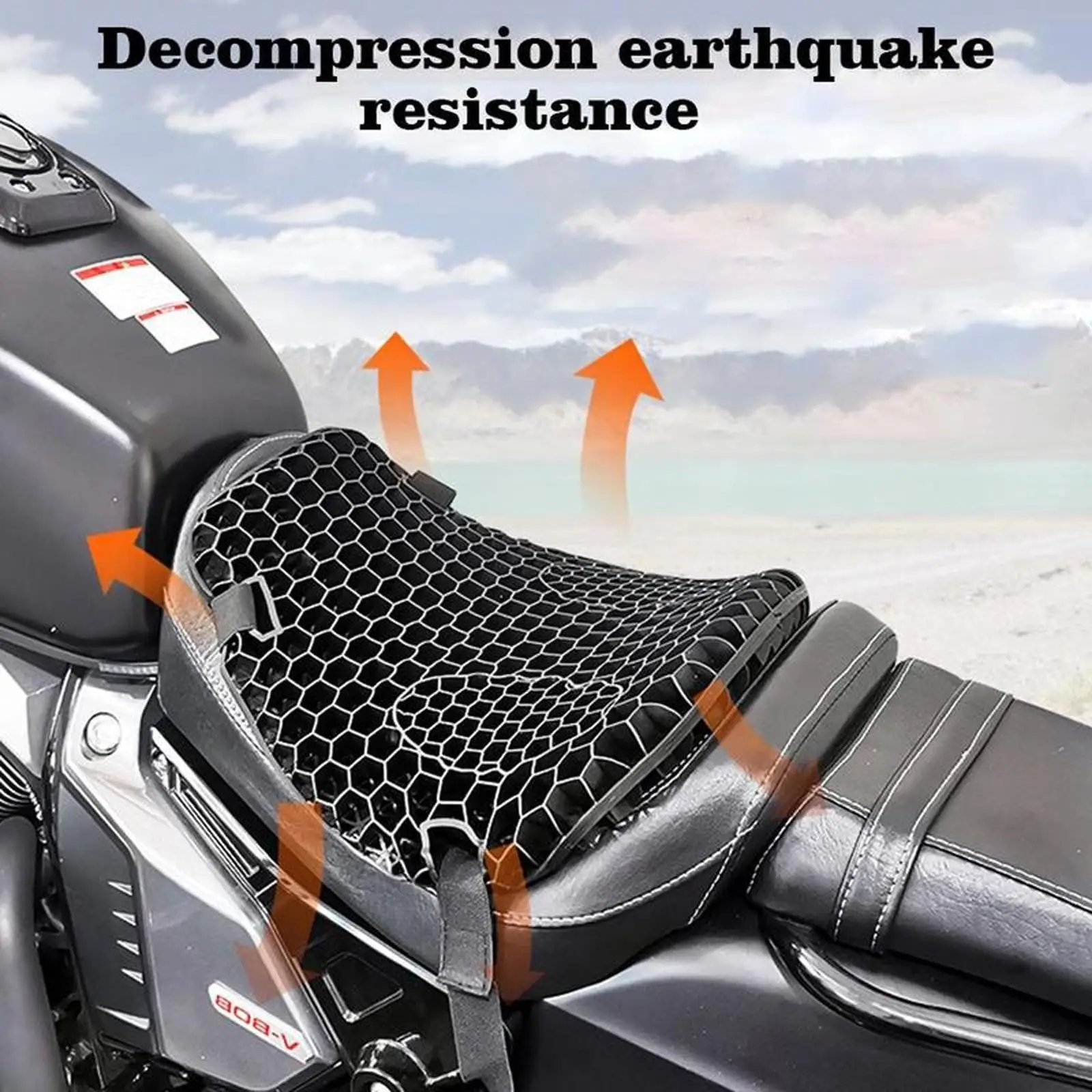 

Black Breathable Cushion Summer 3D Mesh Air Motorcycle Riding Net Anti-Slip Sunscreen Seat Pad protect Waterproof Cover Too E3P3