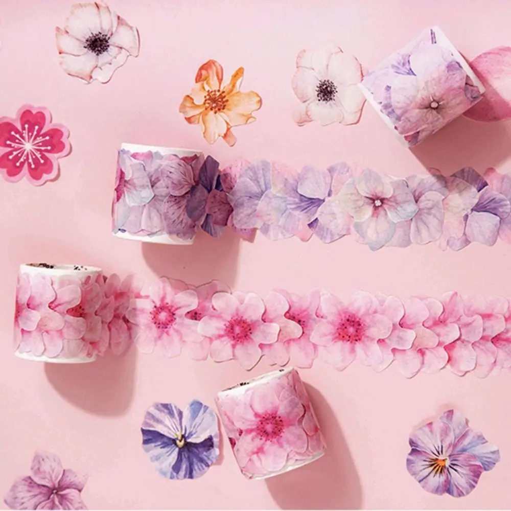 

50PCS/Roll Cherry Blossom Petal Sticker Adhesive Washi Tape Creative DIY Journal Diary Scrapbooking Fresh Flower Label Sticker