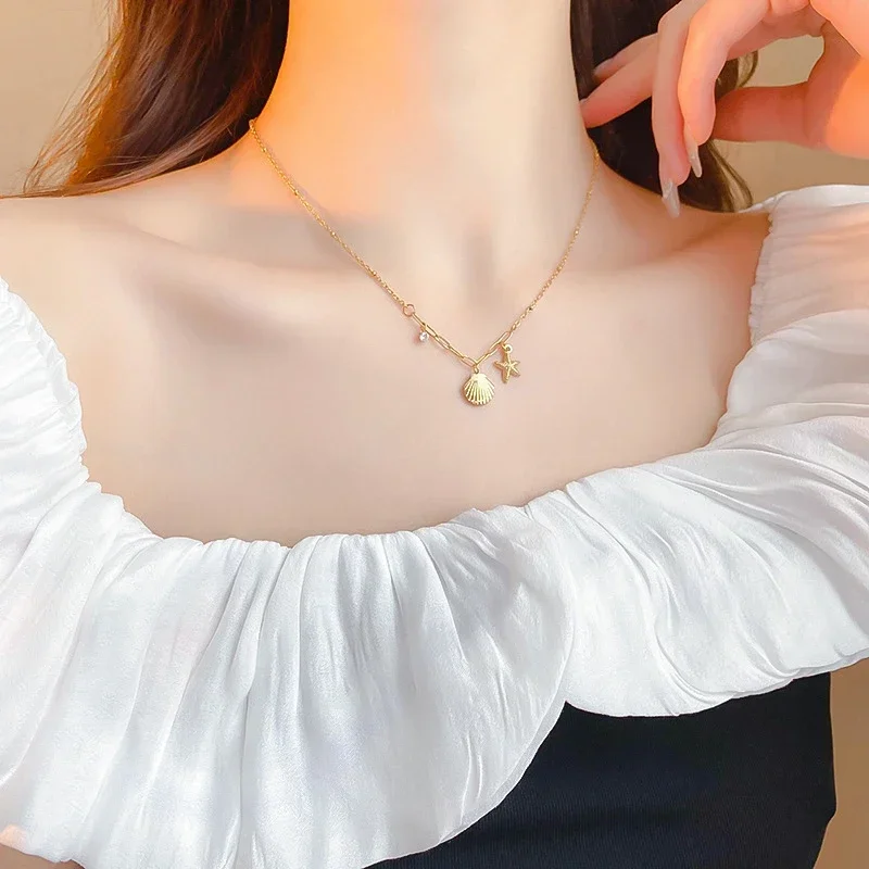 Женское колье с подвеской из титановой стали