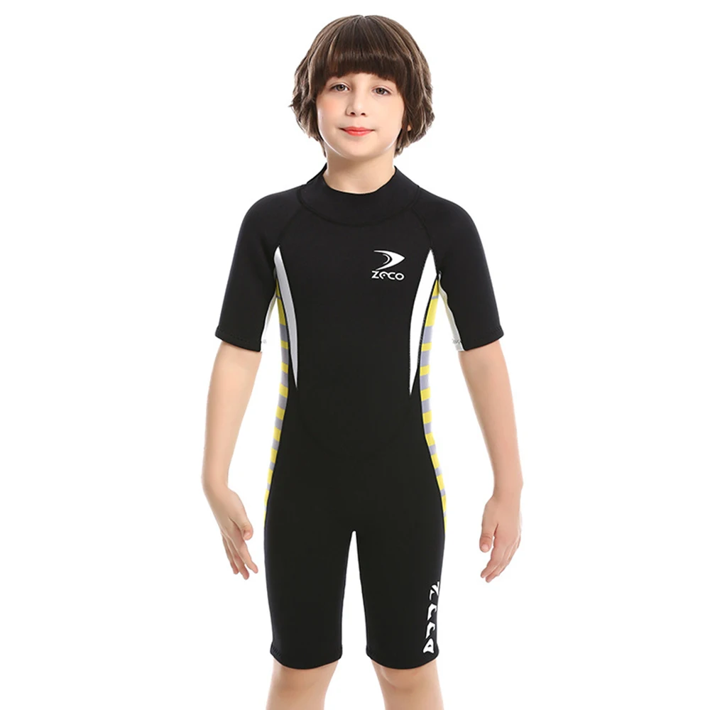 

2.5MM Neoprene Wetsuit Boys Fashion Siamese Short Sleeve Warm Sunscreen Underwater Sports Swim Snorkeling Surfing Wetsuit