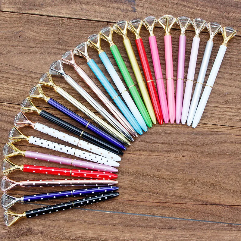 

1000 шт. Алмазная Бриллиантовая ручка, офисные принадлежности для женщин, металлические аксессуары для школьного стола с кристаллами и черными чернилами