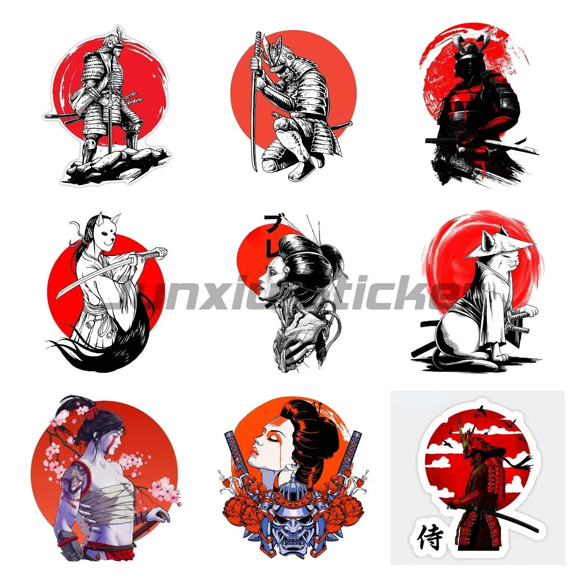 

Japanese Samurai Vinyl Decal Bumper Sticker for Laptops Tumblers Windows Cars Trucks Walls