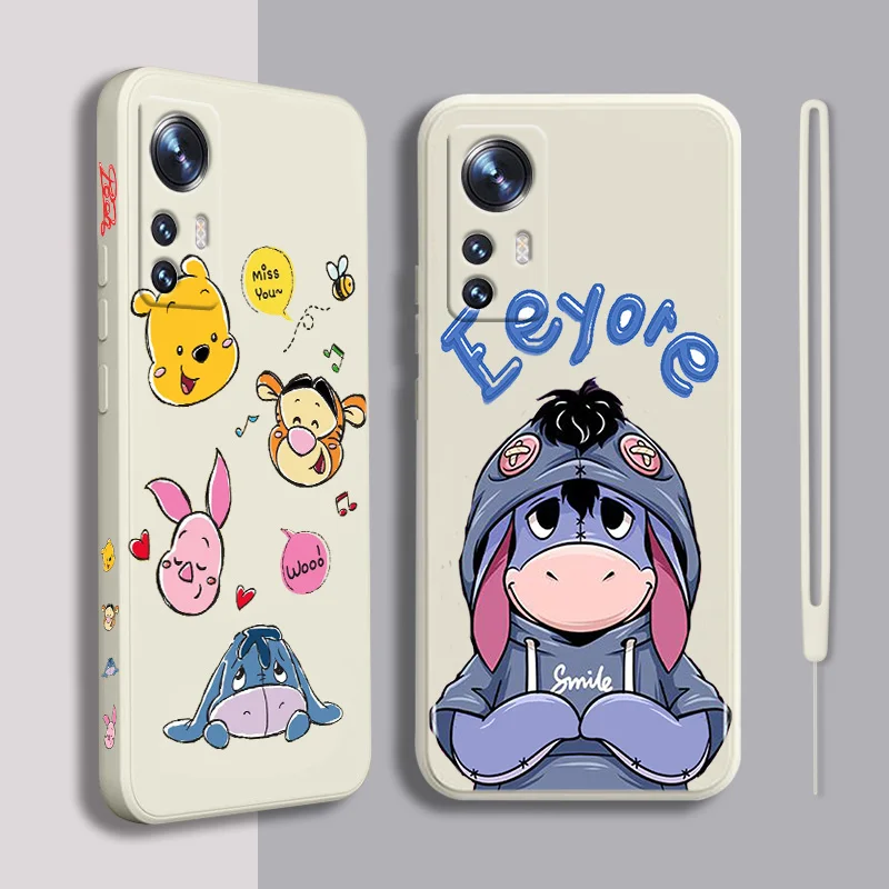 

Anime Disney Winnie the Pooh Phone Case For Xiaomi A2 A3 6 6X 10 11X 11T 11T Pro 11i 5G 12 12X 12 Pro Liquid Left Rope Silicone