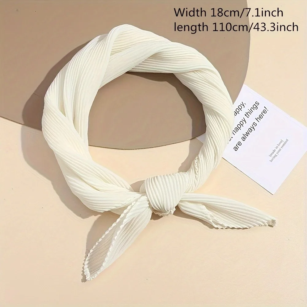 Новый плиссированный однотонный маленький квадратный шарф из хлопка и льна