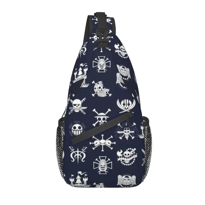 

Casual Worst Generation One Piece Crossbody Sling Backpack Men Jolly Roger Pirate Skull Shoulder Chest Bag for Hiking