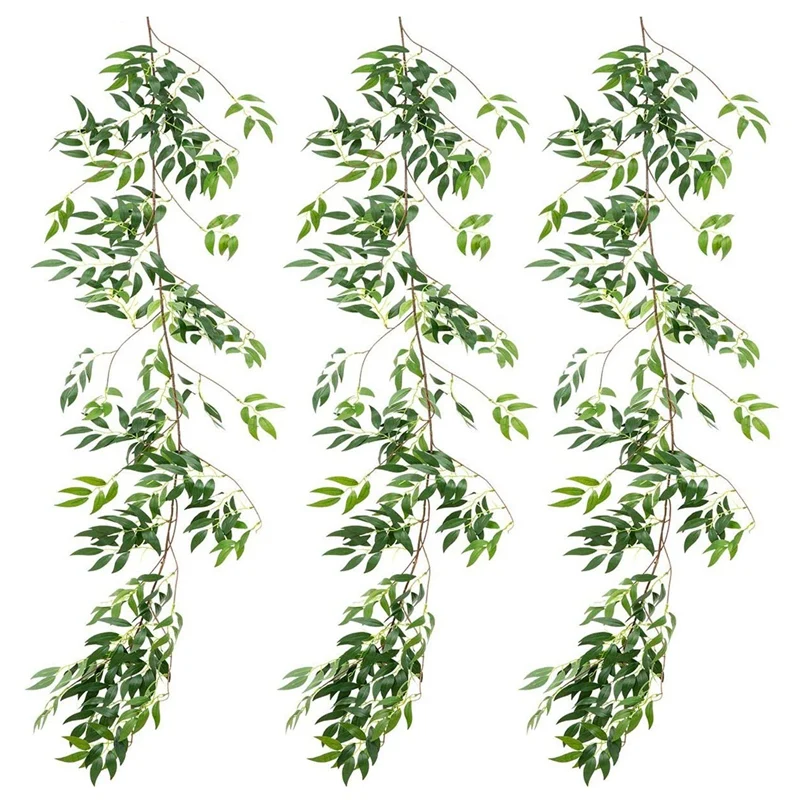 

3 упаковки (16,8 футов) искусственные листья виноградной лозы-Искусственная шелковая подвесная ивовая зеленая гирлянда для помещений