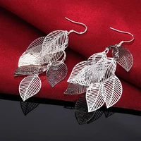 leaf drop earrings 2022 trend hooks for women hanging pendants long leaf korean vintage long wedding fashion jewelry