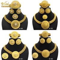 aniid dubai 24k gold jewelry sets for women gold plated african wedding accessories woman necklace and earrings bridal jewellery