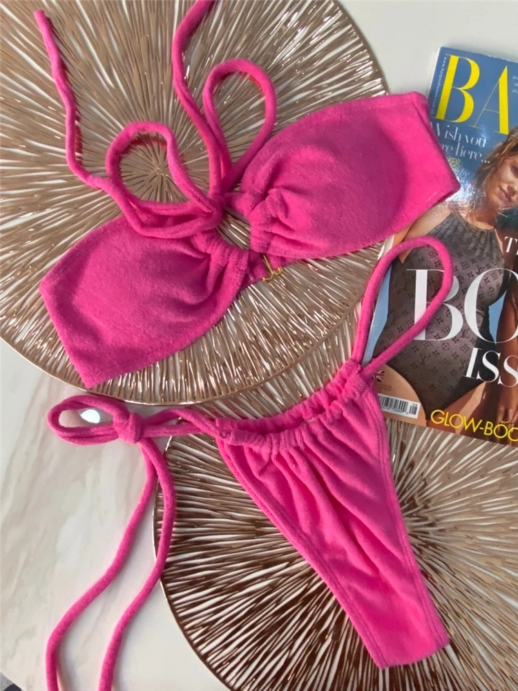 

Соблазнительный комплект бикини, однотонный купальник, купальник, женский купальный костюм, пляжная одежда с высокой талией, бикини, купаль...