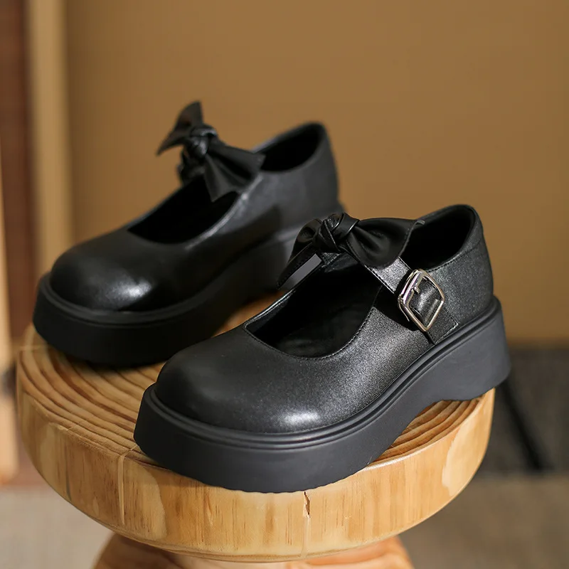 

Туфли женские с бантом, повседневные кроссовки, оксфорды, платформа, плоская подошва, круглый носок, клоги, универсальные, черные