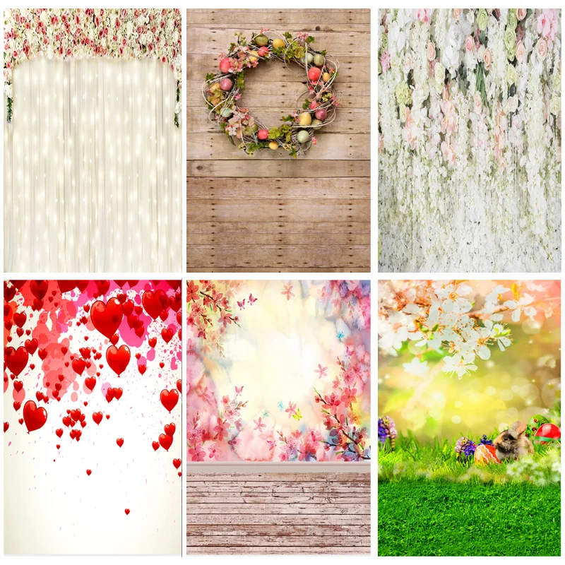 

Vinyl Custom Durable Valentine Day Photography Backdrops Prop Love Heart Rose Wooden Floor Photo Studio Background 211215-06