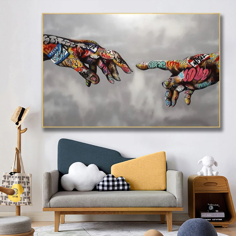 

Abstract Graffiti Canvas Wall Art Painting Pop Stree Print Modern Wall Art Hands Picture Living Room Wall Poster Cuadros Home