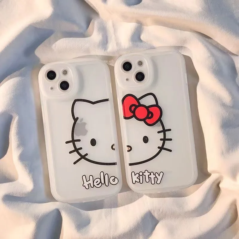 

sanrio simple lines hello kitty Phone Cases For iPhone 13 12 11 Pro Max Mini XR XS MAX 8 X 7 SE 2020 Back Cover