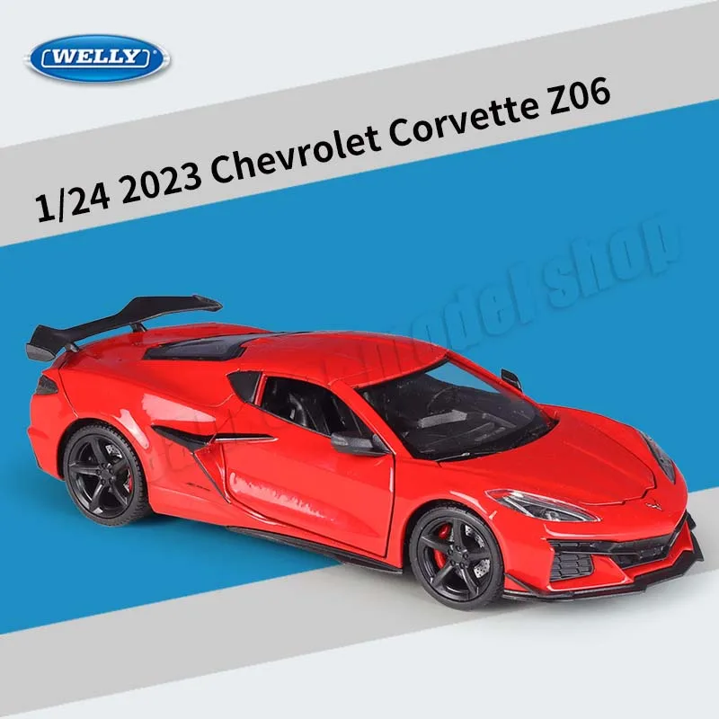Модель автомобиля WELLY 1:24 2023 Chevrolet Corvette Z06 литой под давлением коллекционная